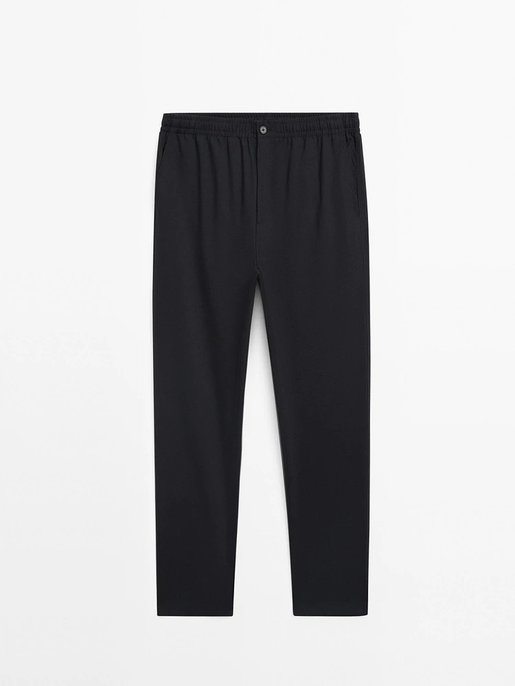 100% wool jogger fit trousers