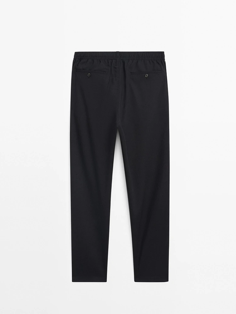 100% wool jogger fit trousers