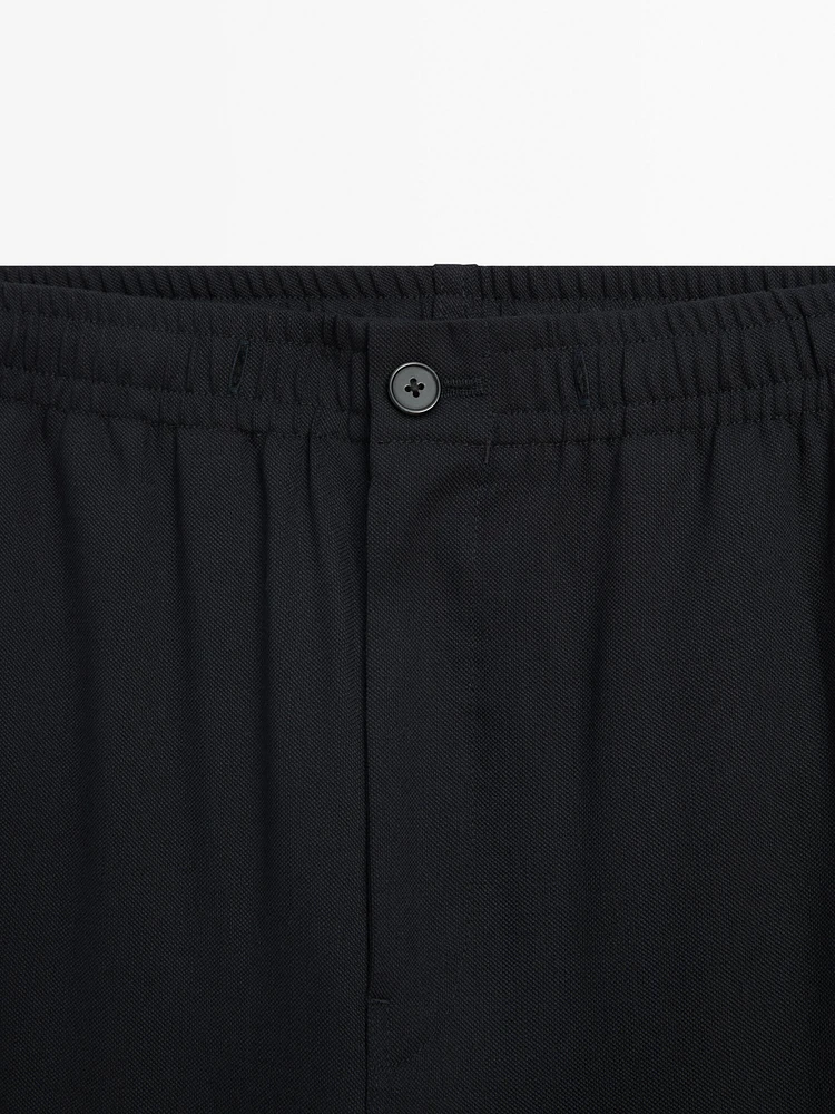 100% wool jogger fit trousers