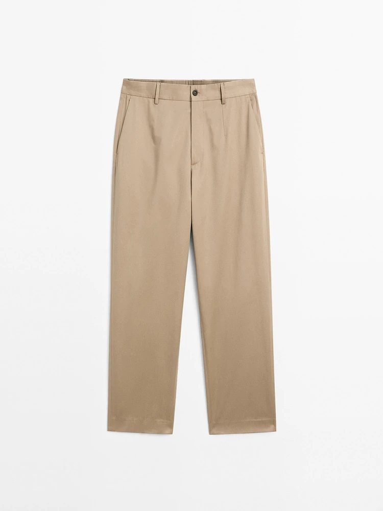 100% cotton twill relaxed fit trousers