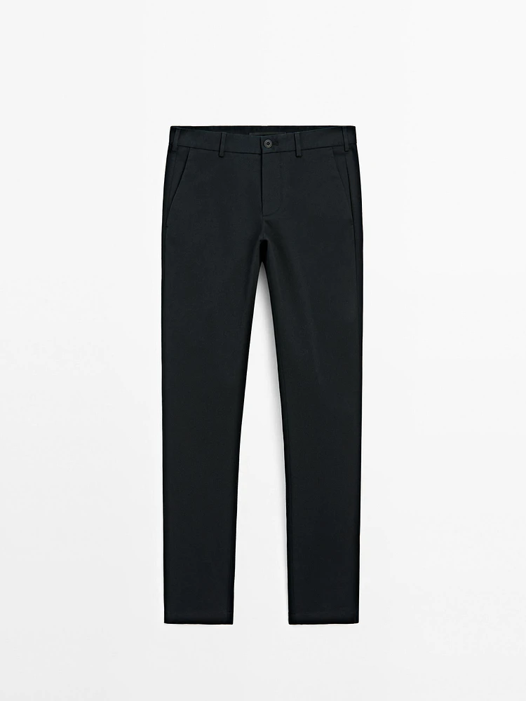 Pantalon slim texturé en coton mélangé