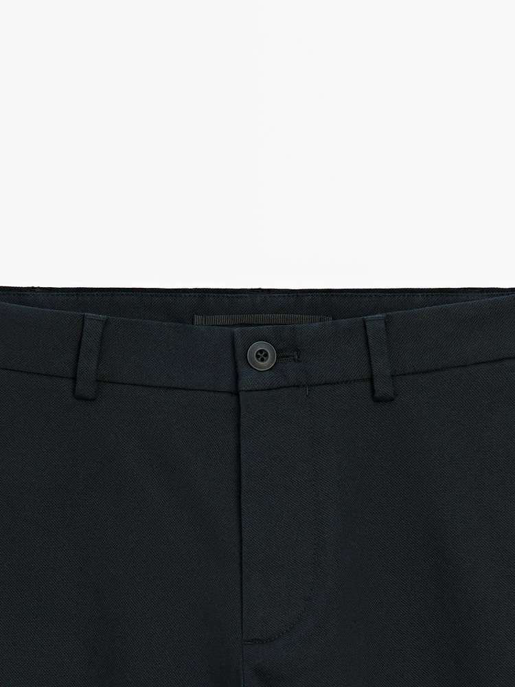 Pantalon slim texturé en coton mélangé