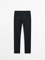 Pantalon slim texturé en coton mélangé