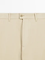 Cotton blend relaxed fit trousers