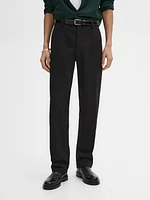 Straight-leg cotton blend twill trousers