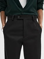 Straight-leg cotton blend twill trousers