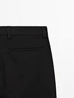 Straight-leg cotton blend twill trousers