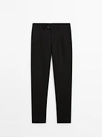 100% linen tapered fit trousers