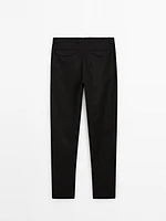 100% linen tapered fit trousers