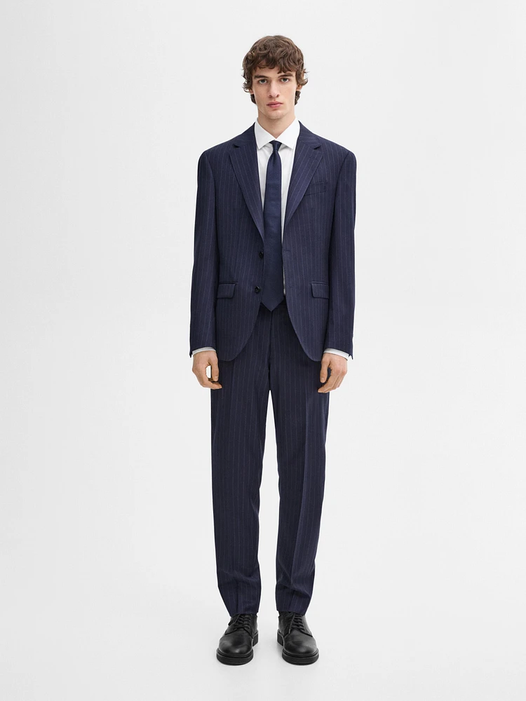 100% wool striped suit trousers