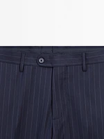 100% wool striped suit trousers