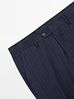 100% wool striped suit trousers