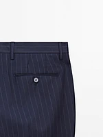 100% wool striped suit trousers