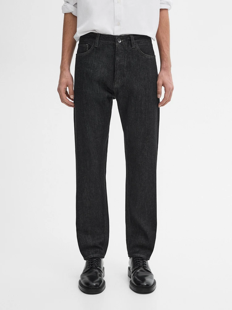 Tapered fit cotton selvedge jeans