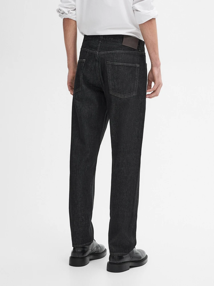 Tapered fit cotton selvedge jeans