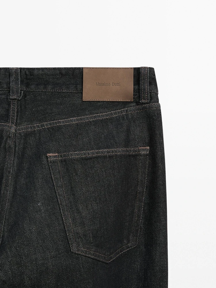 Tapered fit cotton selvedge jeans