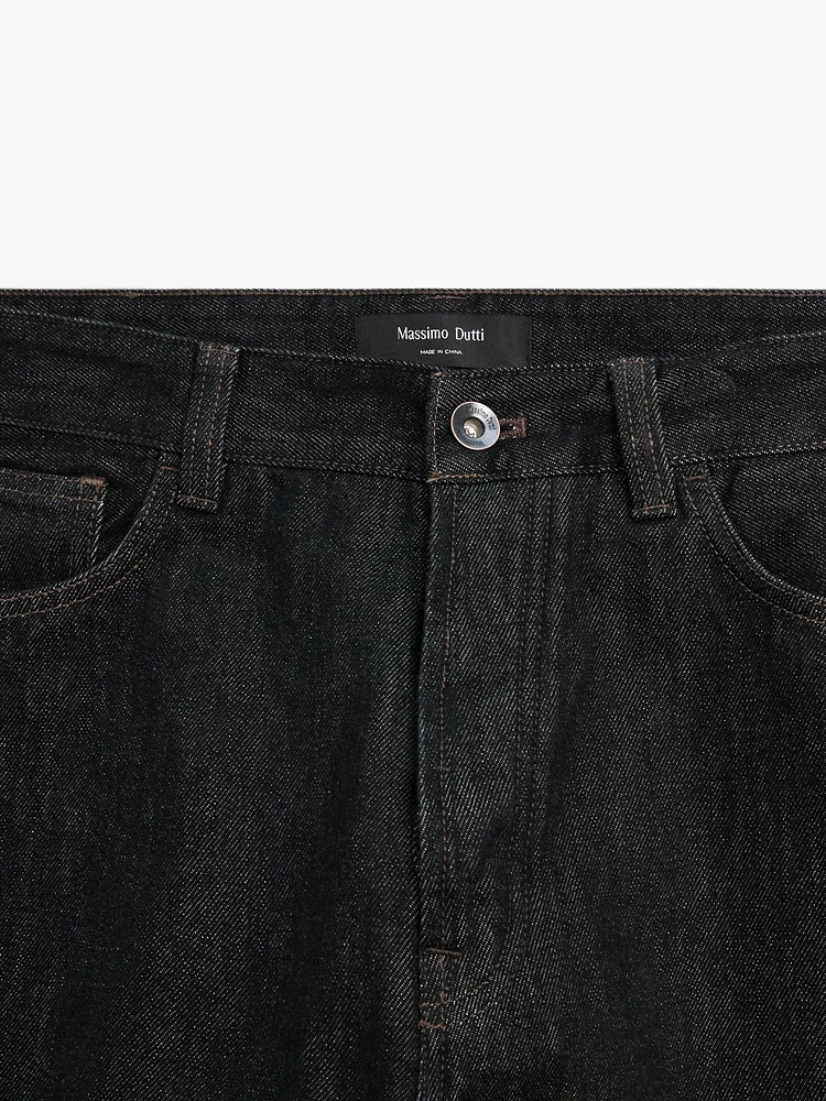 Tapered fit cotton selvedge jeans