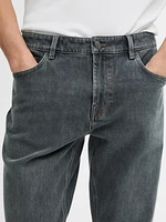 Tapered fit cotton blend jeans