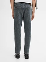 Tapered fit cotton blend jeans