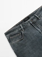 Tapered fit cotton blend jeans