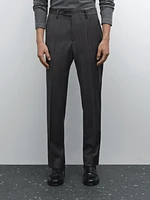 100% wool check suit trousers