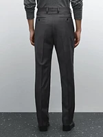 100% wool check suit trousers