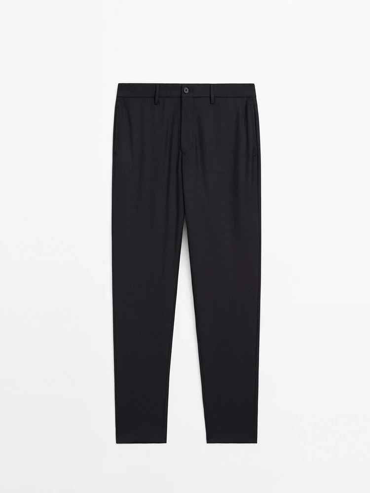 Twill wool blend trousers