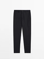 Twill wool blend trousers