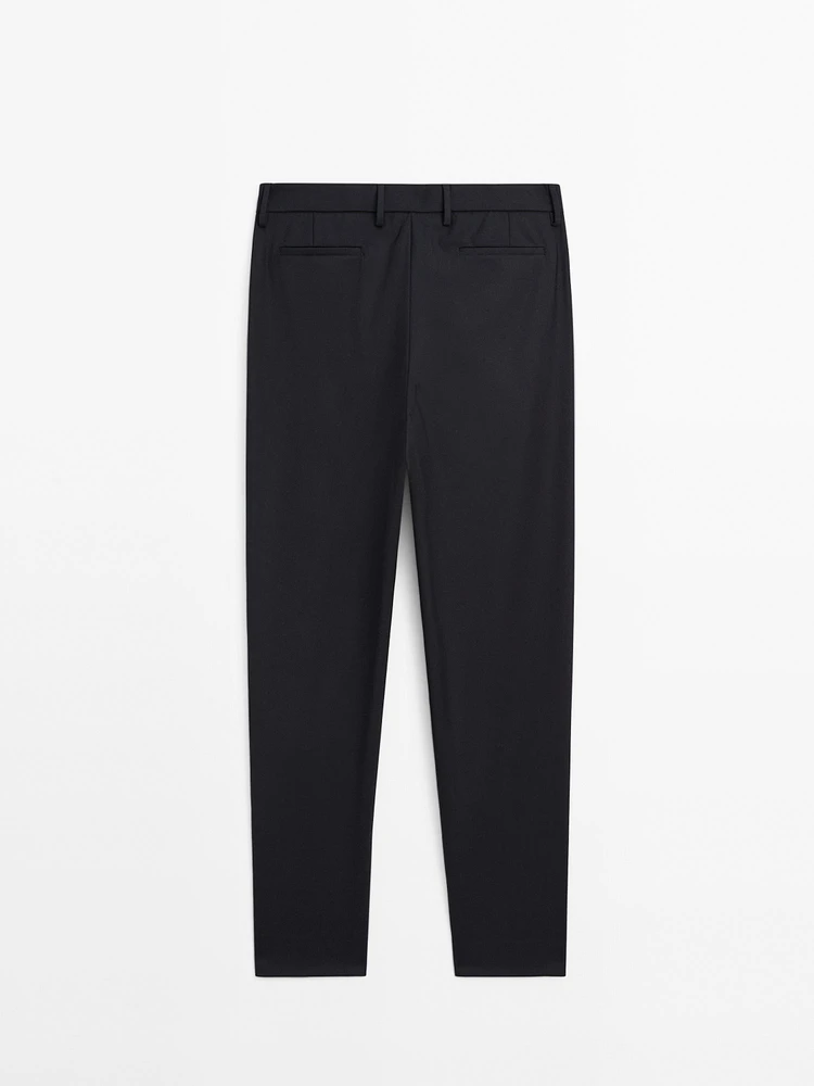 Pantalon en sergé de laine mélangée