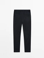 Wool blend jogger fit trousers