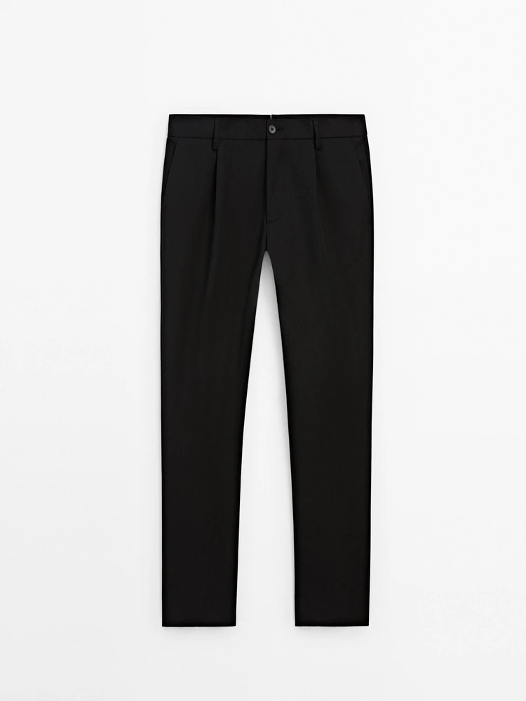 Regular fit 100% wool trousers