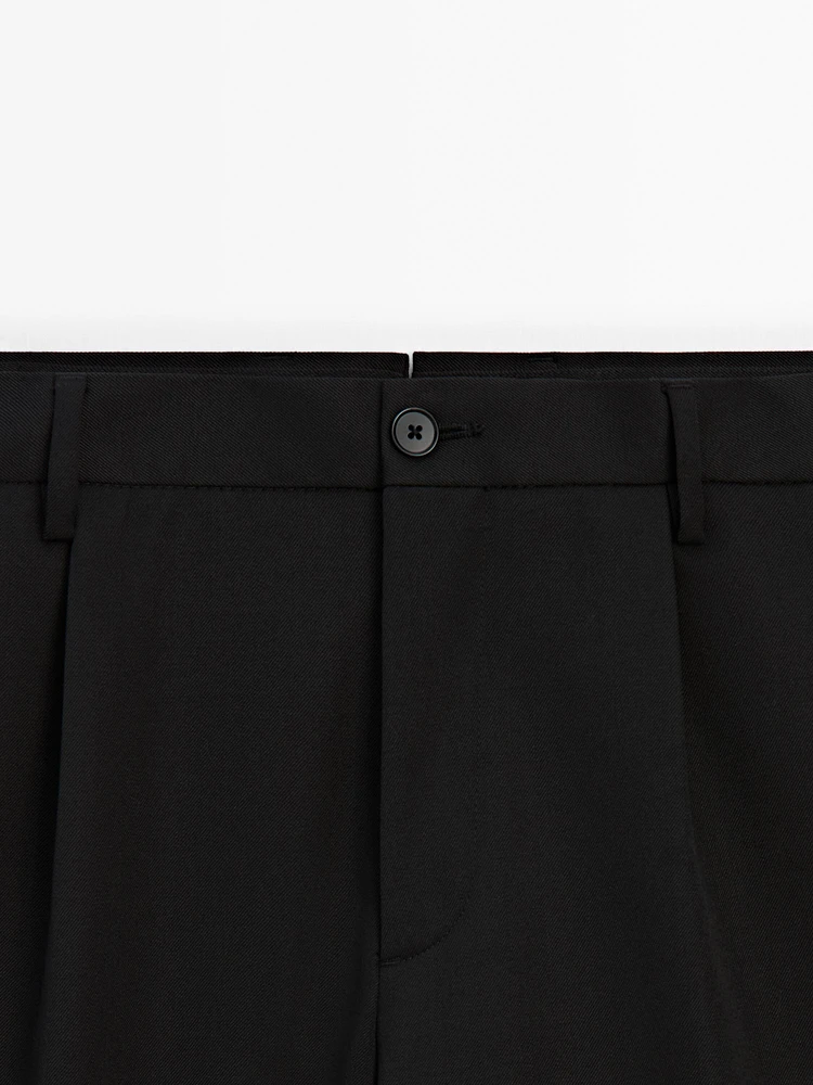 Regular fit 100% wool trousers