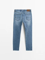 Cotton blend slim-fit mid-rise jeans