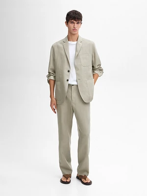 Linen suit trousers with elasticated waistband