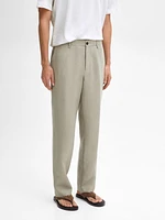 Linen suit trousers with elasticated waistband