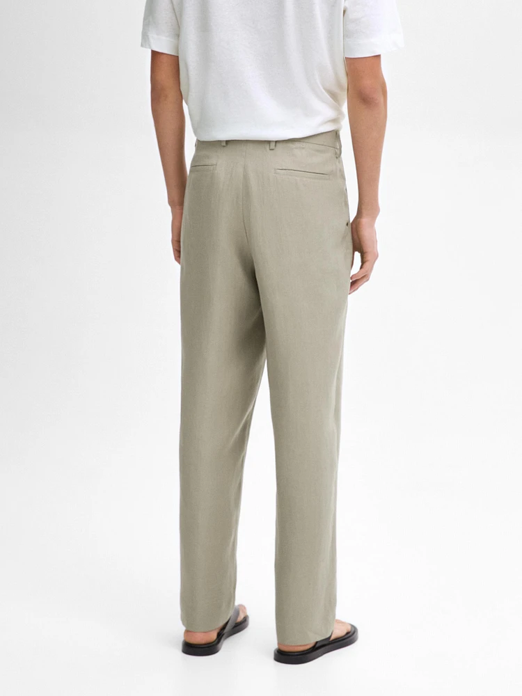 Linen suit trousers with elasticated waistband