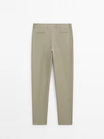 Linen suit trousers with elasticated waistband