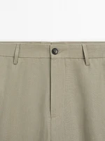 Linen suit trousers with elasticated waistband