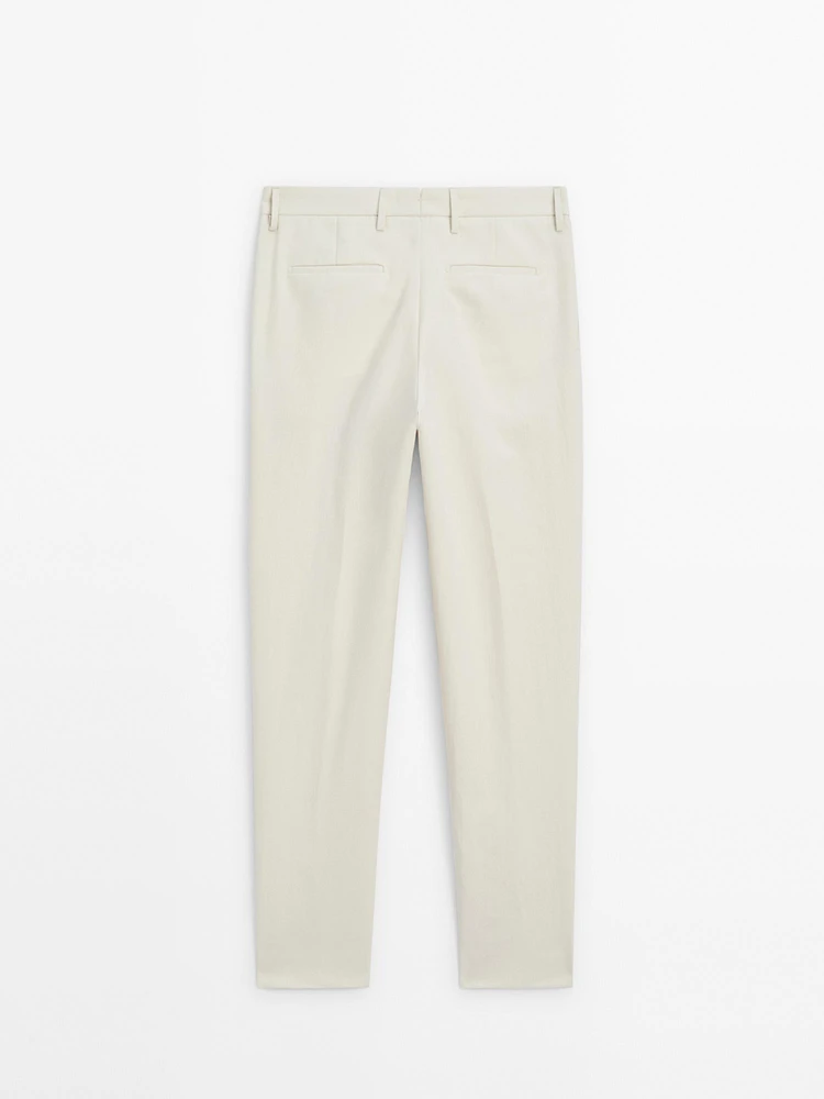 Pantalon de costume en coton mélangé