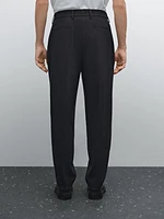 Regular fit striped wool blend trousers