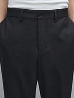 Regular fit striped wool blend trousers
