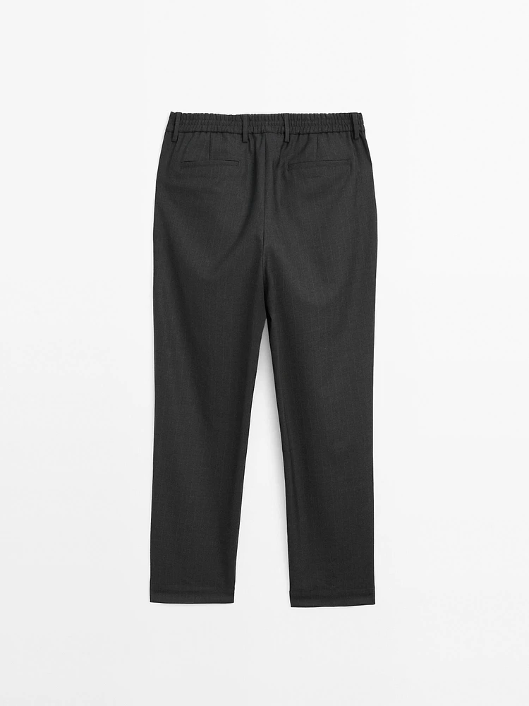 Regular fit striped wool blend trousers