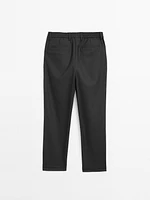 Regular fit striped wool blend trousers
