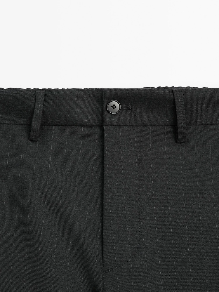 Regular fit striped wool blend trousers