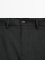 Regular fit striped wool blend trousers