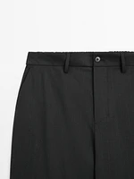 Regular fit striped wool blend trousers