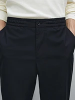 Regular fit technical fabric trousers