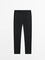 Cotton blend stretch trousers