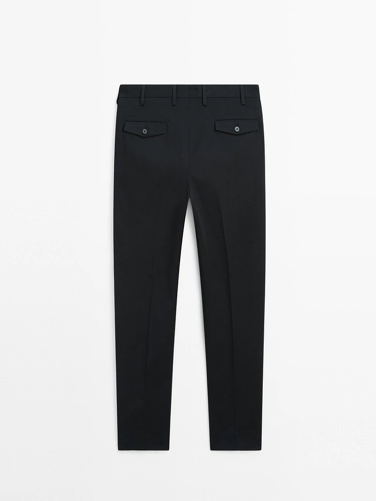 Cotton blend stretch trousers