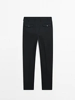 Cotton blend stretch trousers